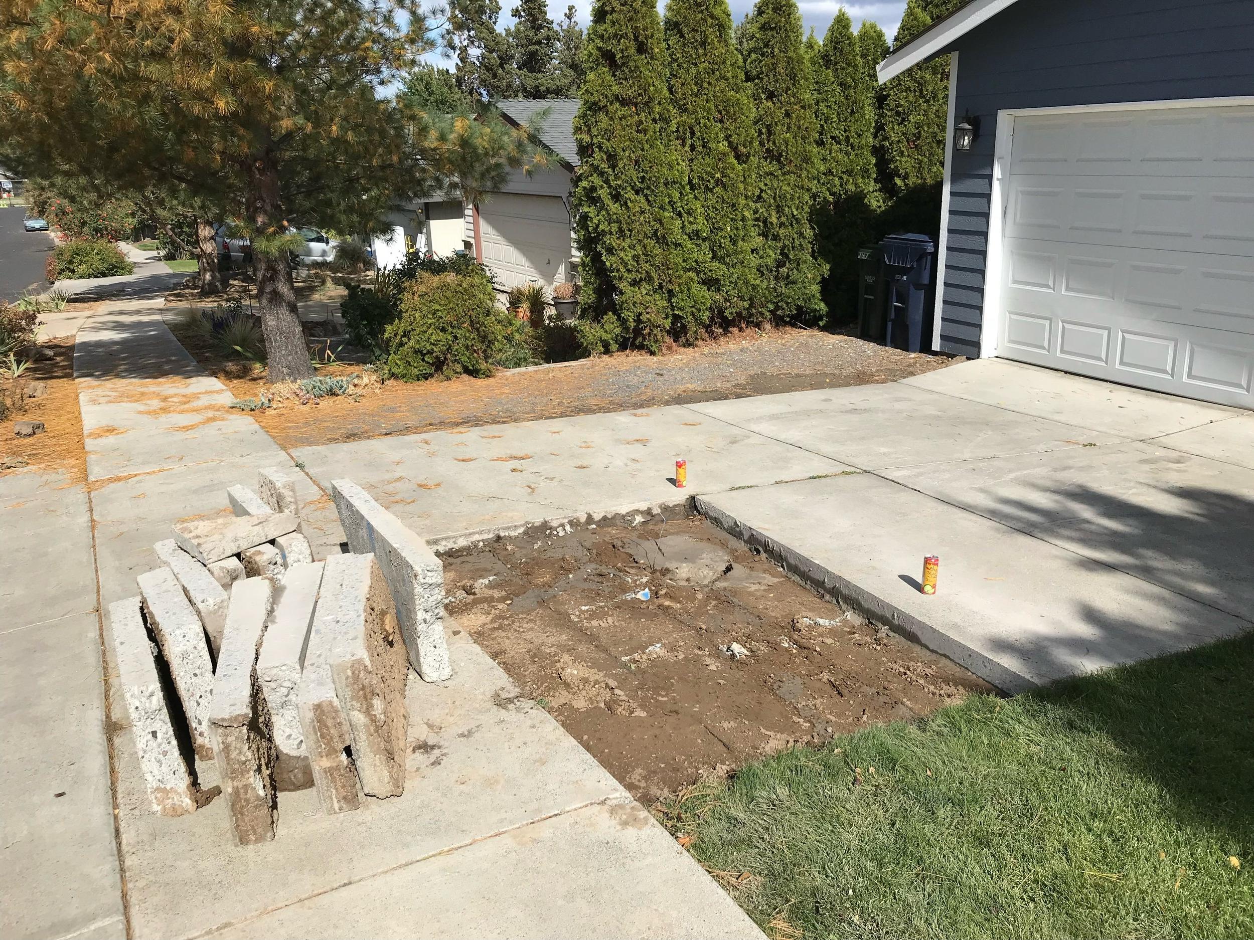 A job site where Renew Plumbing located water and drain lines to be dug up during construction.